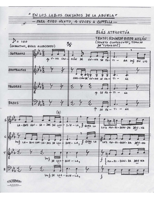 Partitura del maestro Blas Emilio